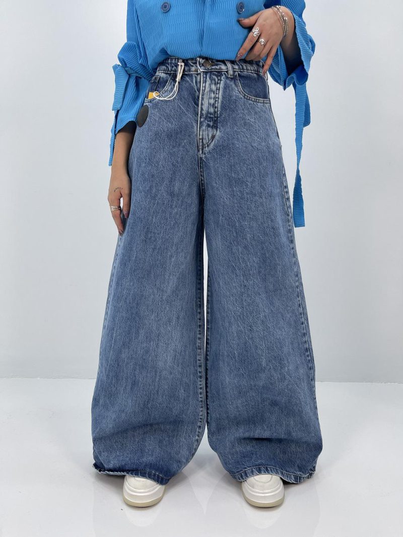 شلوار جین زنانه سوپر بگ آبی سنگشور