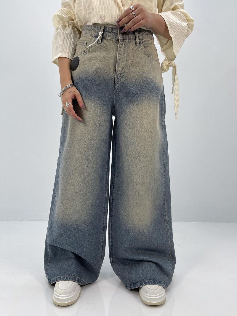 شلوار جین زنانه سوپر بگ آبی سنگشور