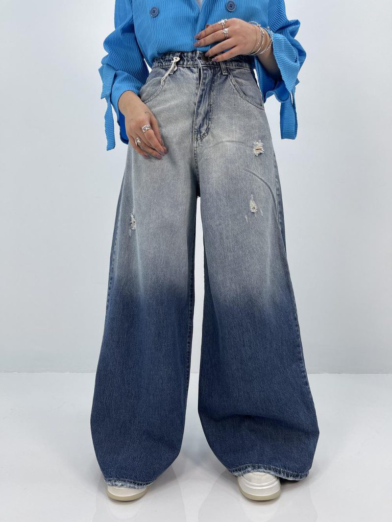 شلوار جین زنانه سوپر بگ آبی سنگشور