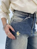 شلوار جین زنانه سوپر بگ آبی سنگشور