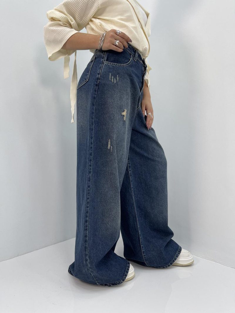 شلوار جین زنانه سوپر بگ آبی سنگشور