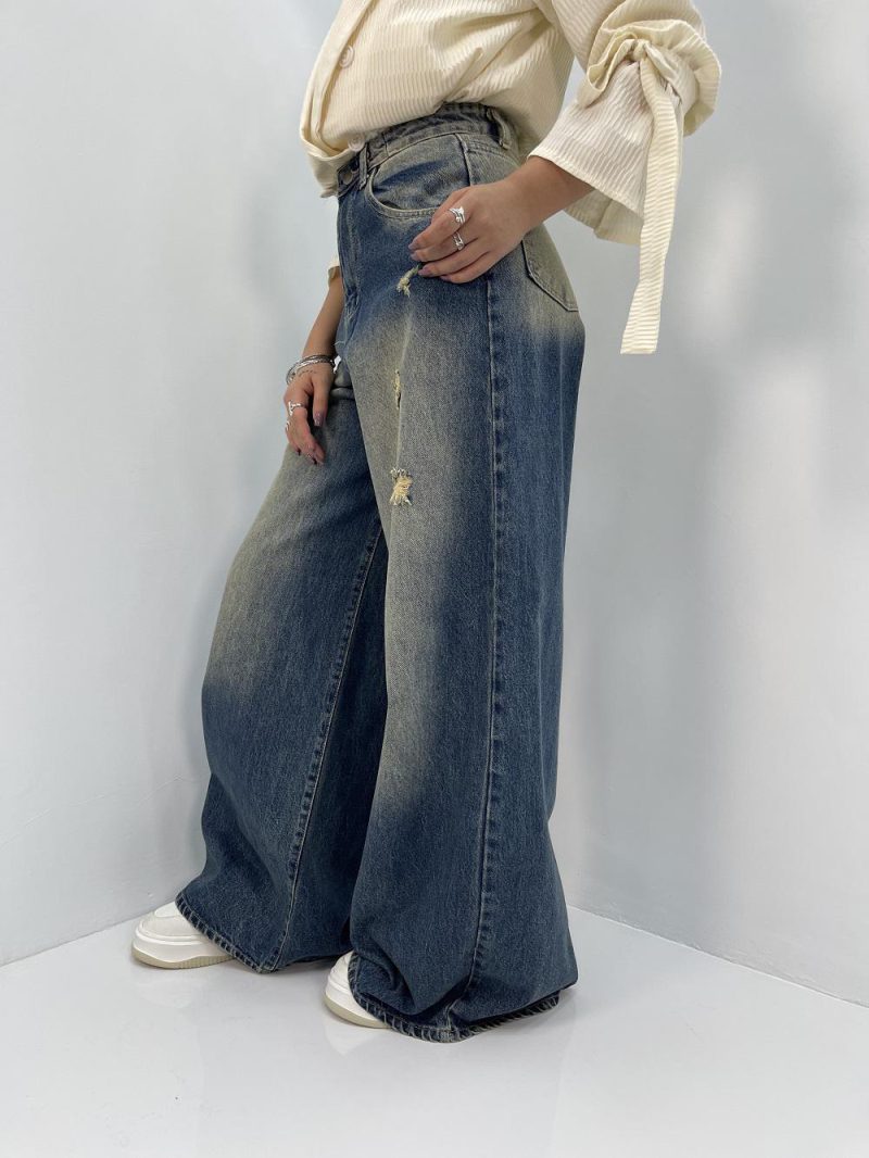 شلوار جین زنانه سوپر بگ آبی سنگشور