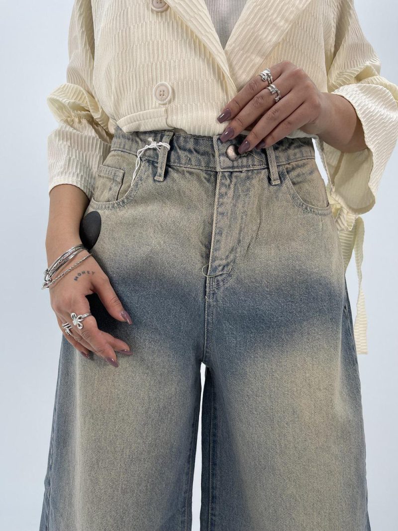 شلوار جین زنانه سوپر بگ آبی سنگشور