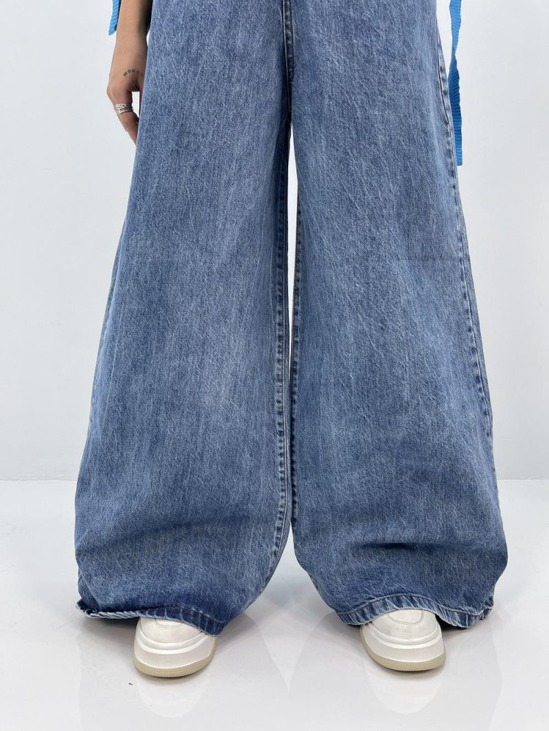 شلوار جین زنانه سوپر بگ آبی سنگشور