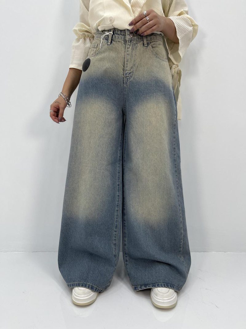 شلوار جین زنانه سوپر بگ آبی سنگشور