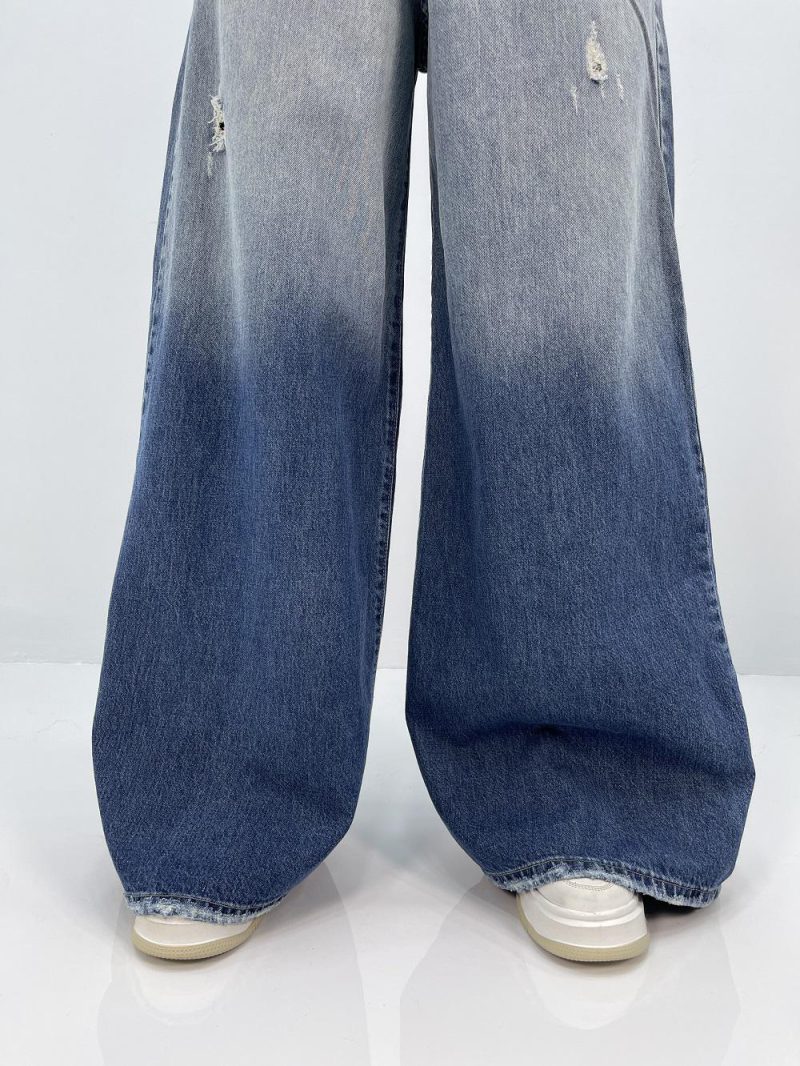 شلوار جین زنانه سوپر بگ آبی سنگشور