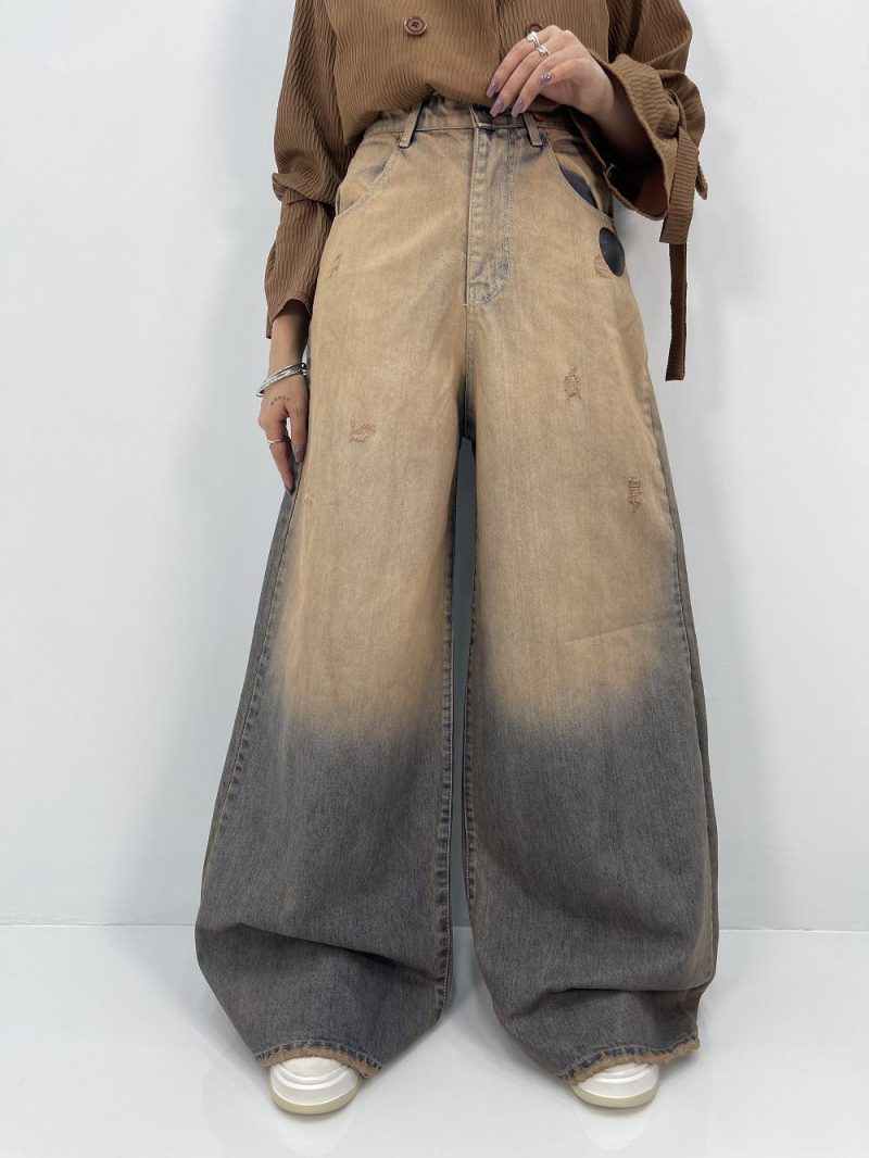 شلوار جین زنانه سوپر بگ آبی سنگشور