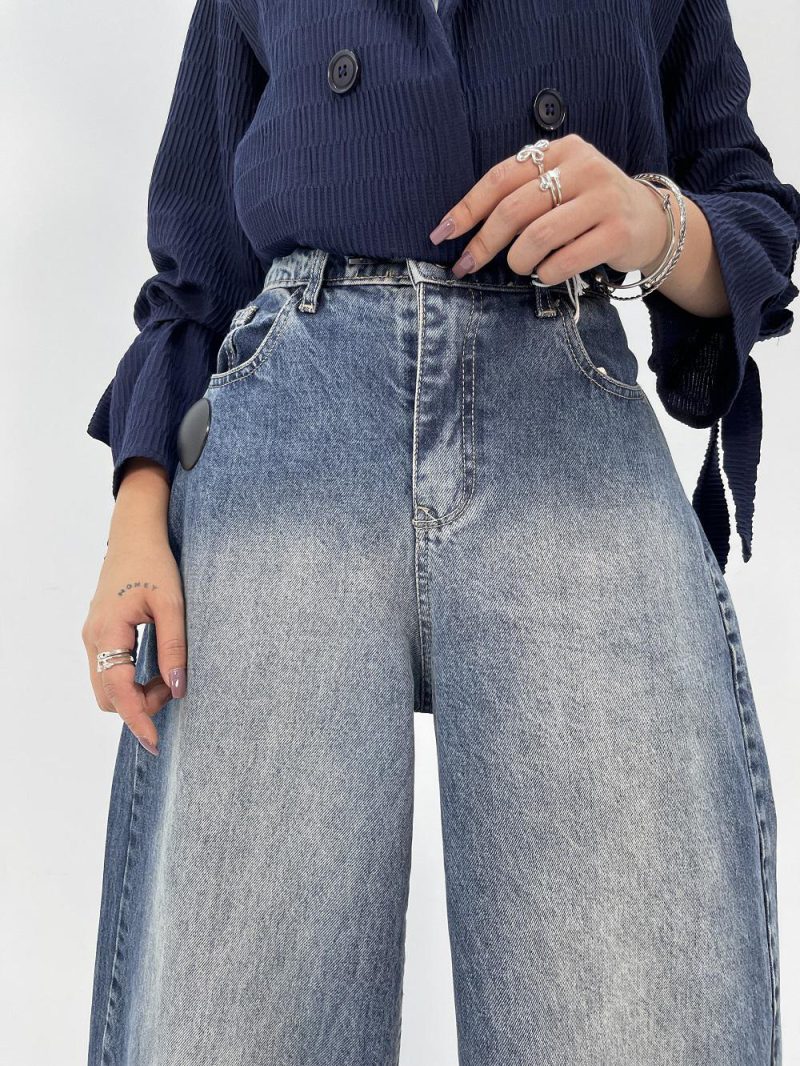 شلوار جین زنانه سوپر بگ آبی سنگشور