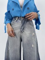 شلوار جین زنانه سوپر بگ آبی سنگشور