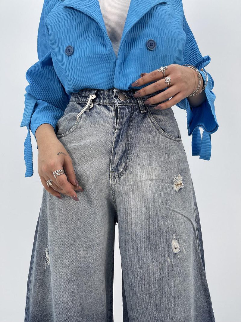 شلوار جین زنانه سوپر بگ آبی سنگشور