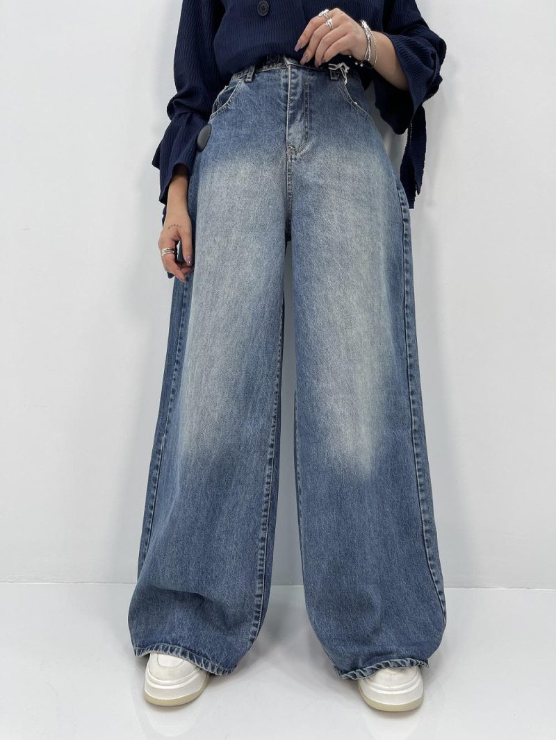 شلوار جین زنانه سوپر بگ آبی سنگشور