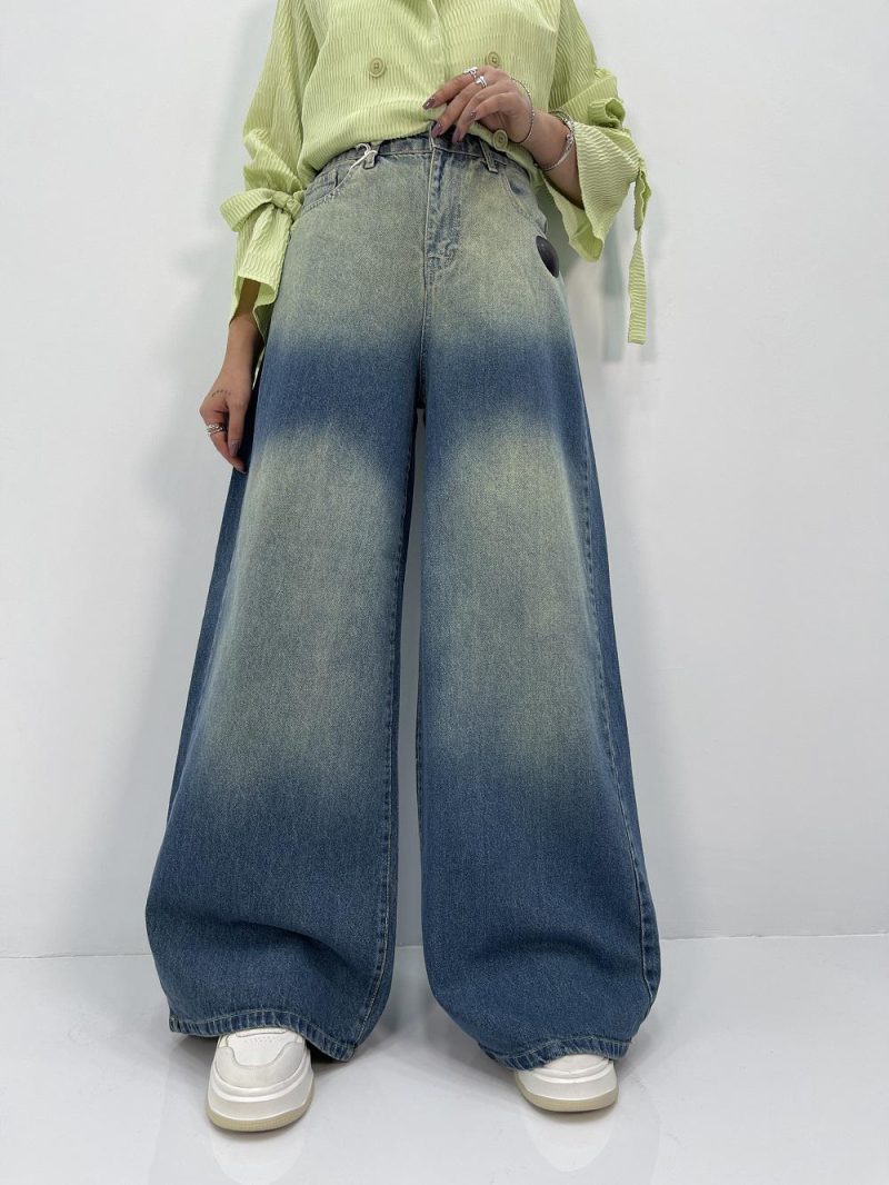 شلوار جین زنانه سوپر بگ آبی سنگشور