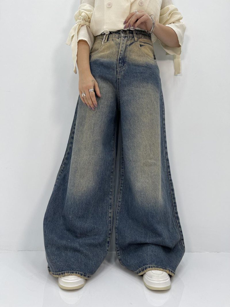 شلوار جین زنانه سوپر بگ آبی سنگشور