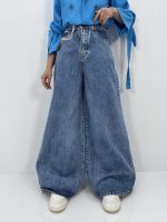 شلوار جین زنانه سوپر بگ آبی سنگشور