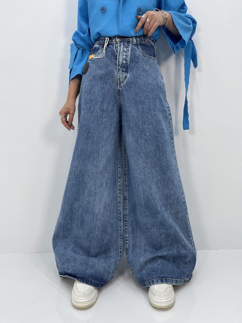 شلوار جین زنانه سوپر بگ آبی سنگشور