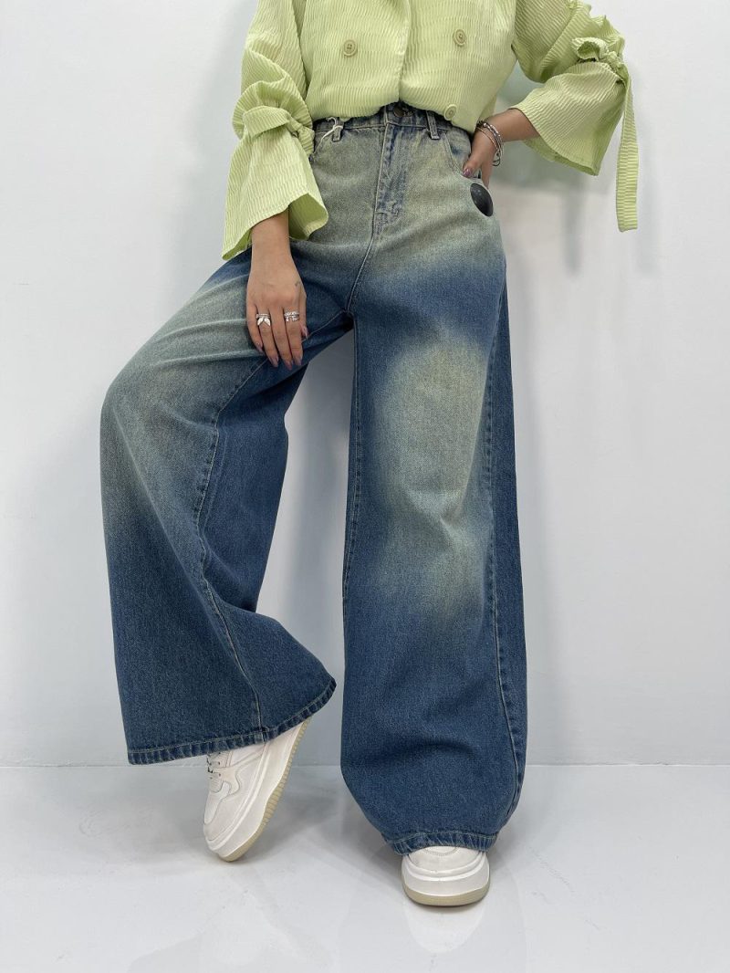 شلوار جین زنانه سوپر بگ آبی سنگشور