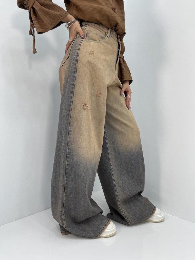 شلوار جین زنانه سوپر بگ آبی سنگشور