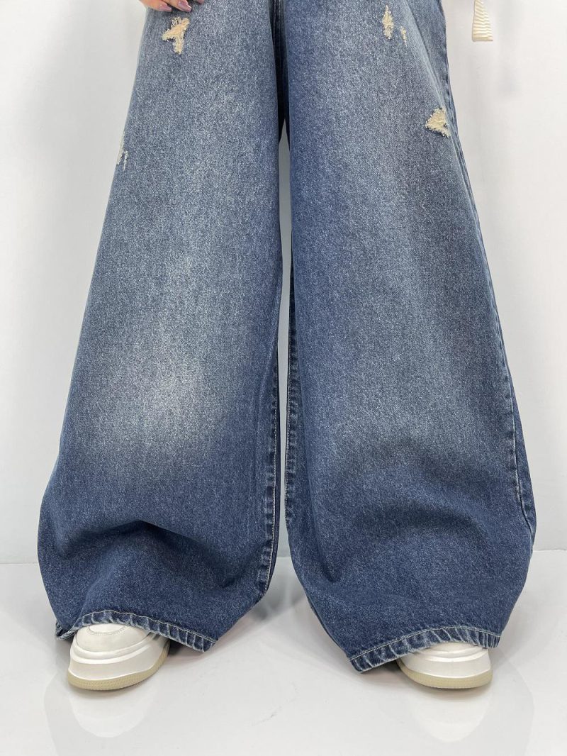 شلوار جین زنانه سوپر بگ آبی سنگشور