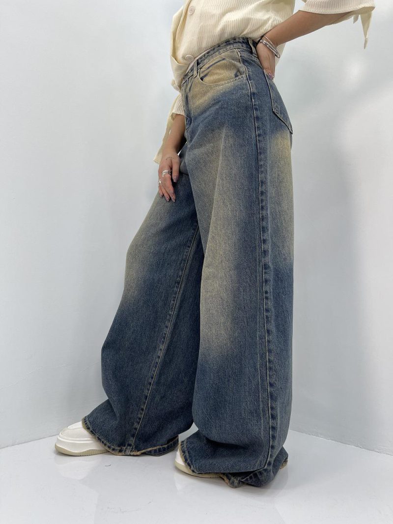 شلوار جین زنانه سوپر بگ آبی سنگشور