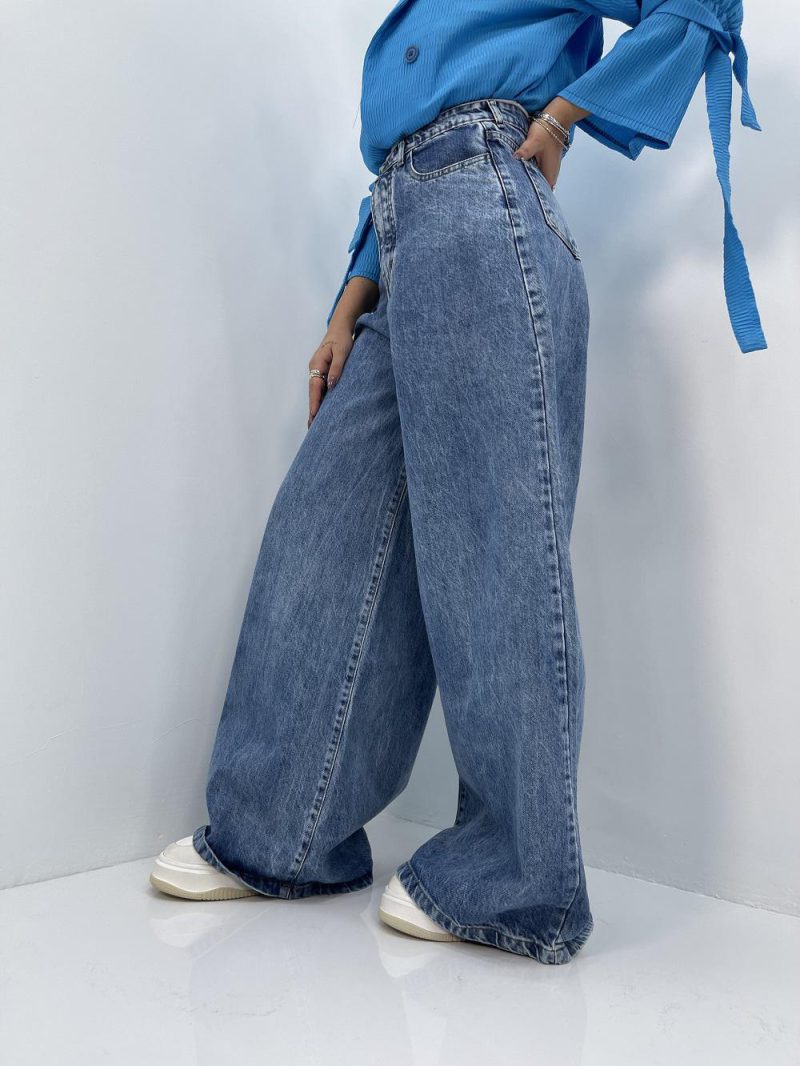 شلوار جین زنانه سوپر بگ آبی سنگشور