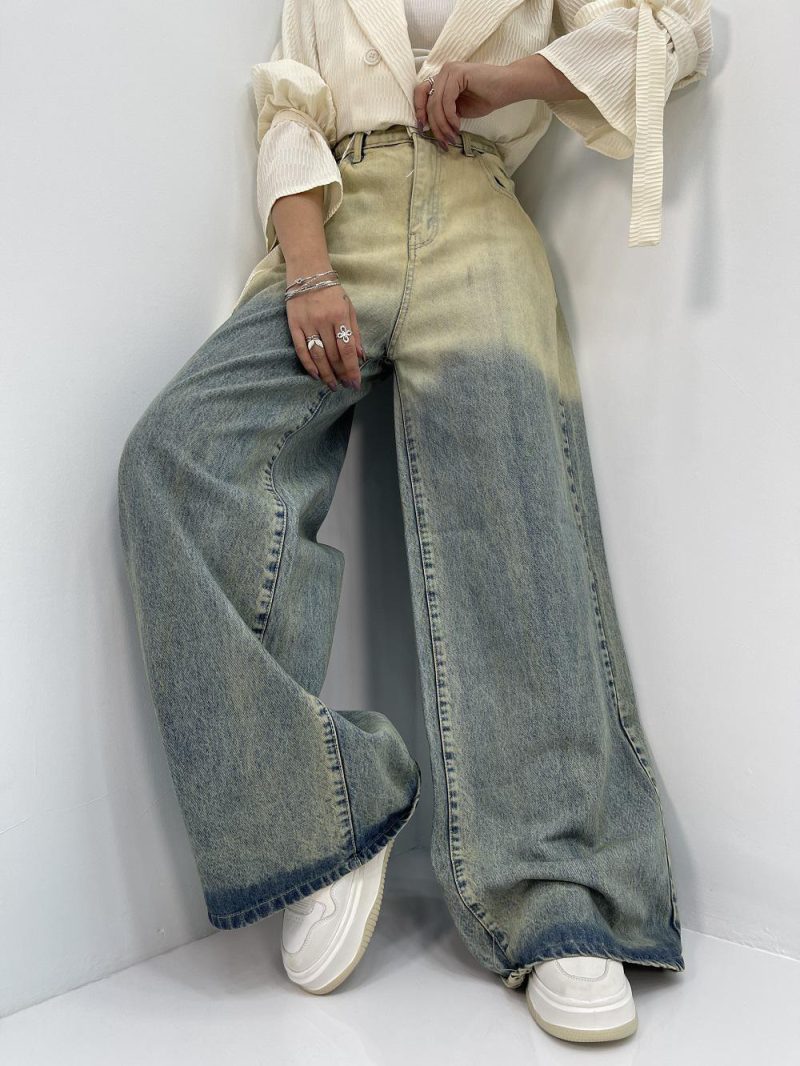 شلوار جین زنانه سوپر بگ آبی سنگشور