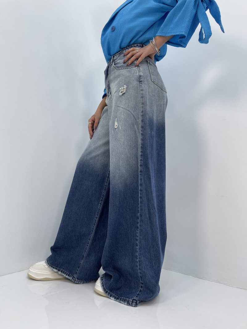 شلوار جین زنانه سوپر بگ آبی سنگشور