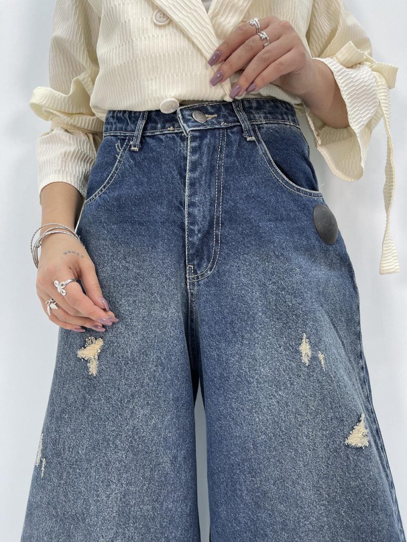 شلوار جین زنانه سوپر بگ آبی سنگشور