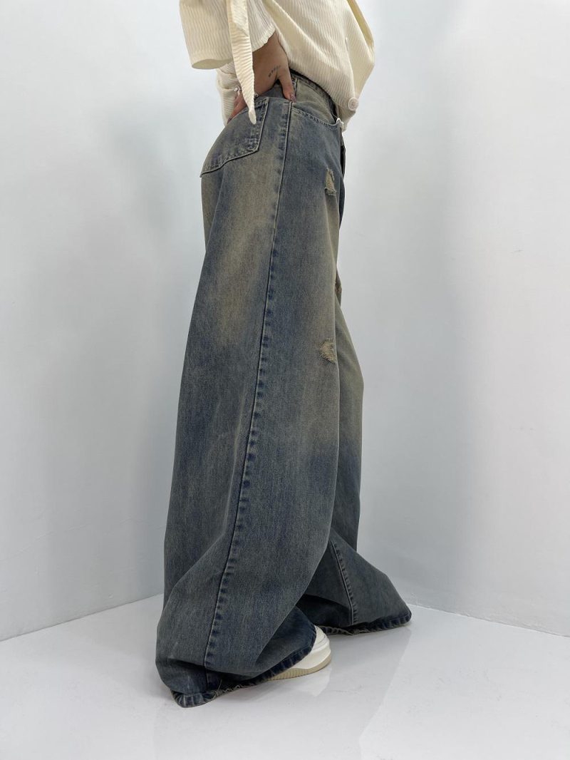 شلوار جین زنانه سوپر بگ آبی سنگشور