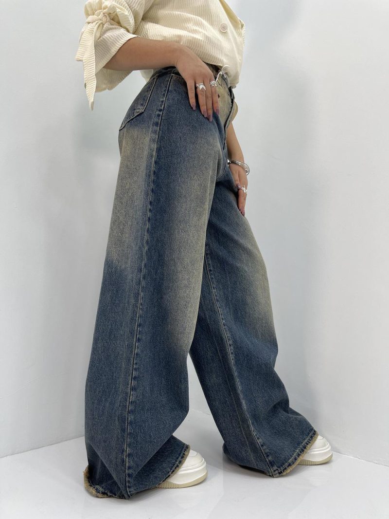 شلوار جین زنانه سوپر بگ آبی سنگشور