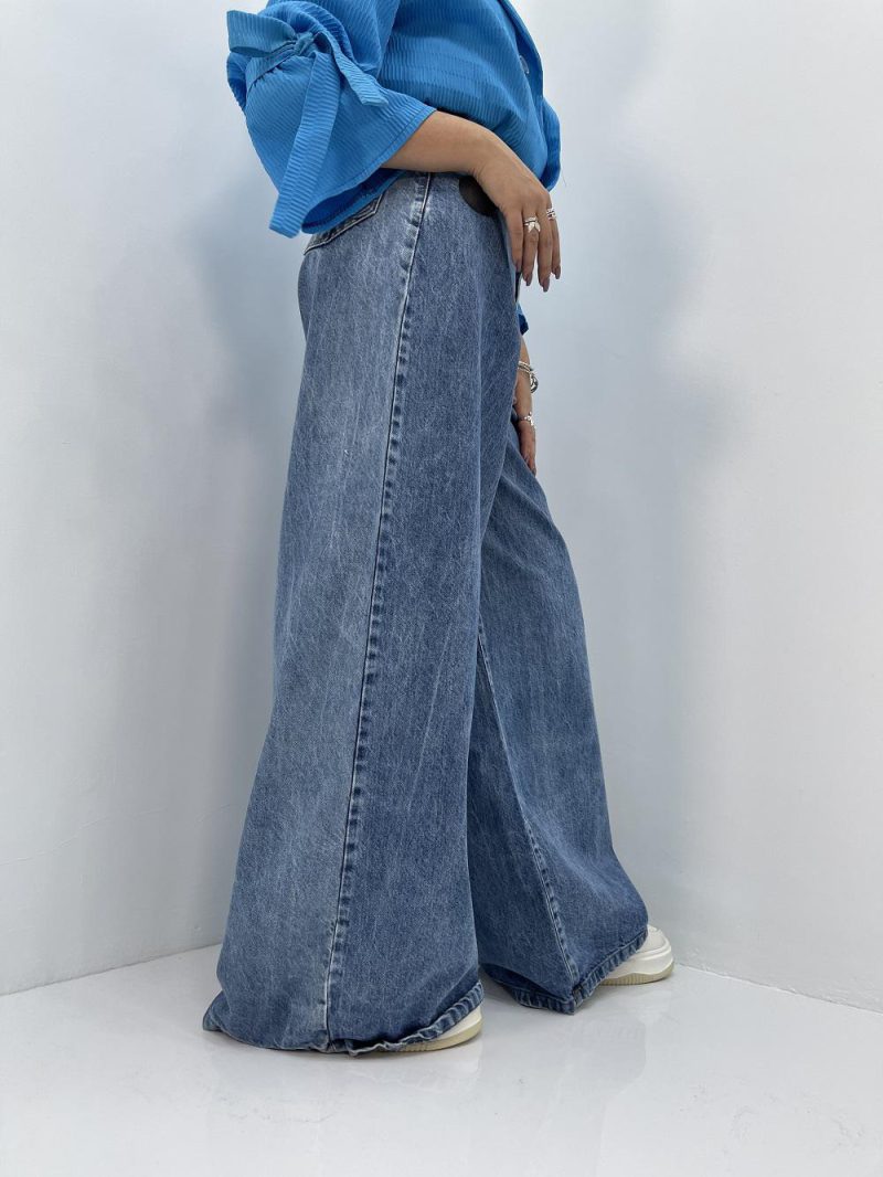 شلوار جین زنانه سوپر بگ آبی سنگشور