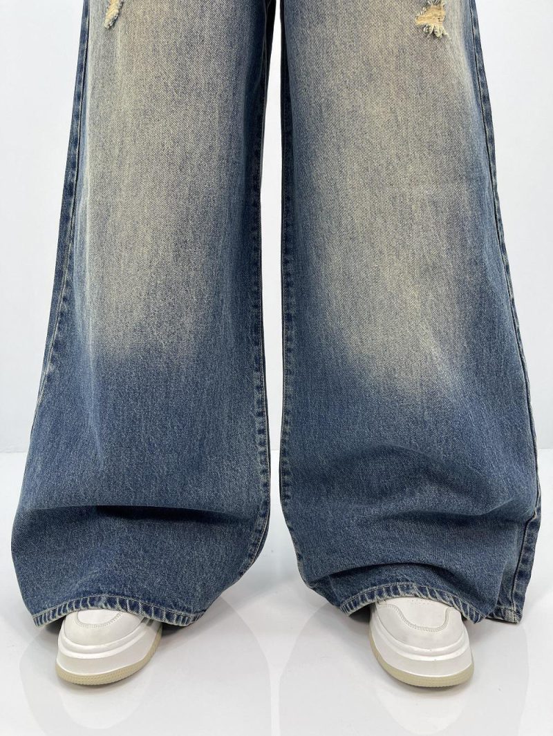 شلوار جین زنانه سوپر بگ آبی سنگشور