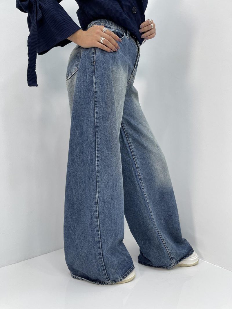 شلوار جین زنانه سوپر بگ آبی سنگشور