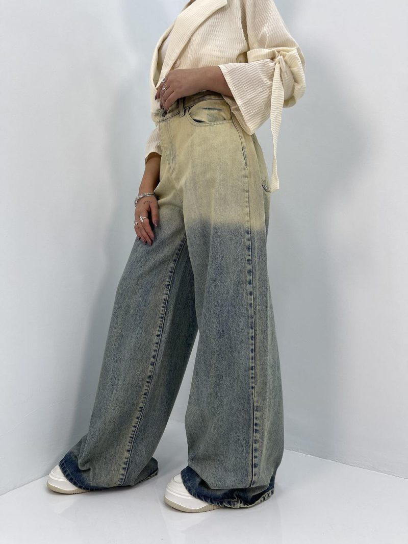 شلوار جین زنانه سوپر بگ آبی سنگشور