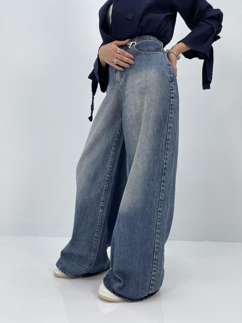 شلوار جین زنانه سوپر بگ آبی سنگشور