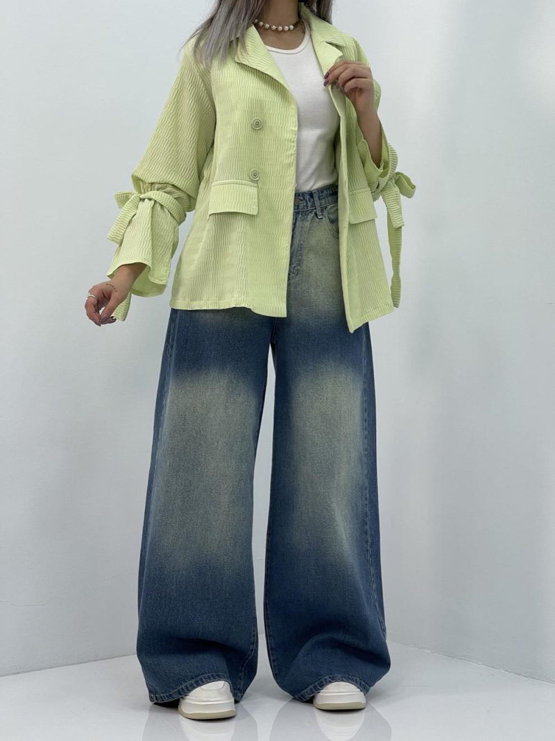 ست مانتو کتی با شلوار جین سوپر بگ زنانه