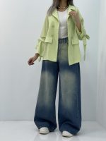 ست مانتو کتی با شلوار جین سوپر بگ زنانه