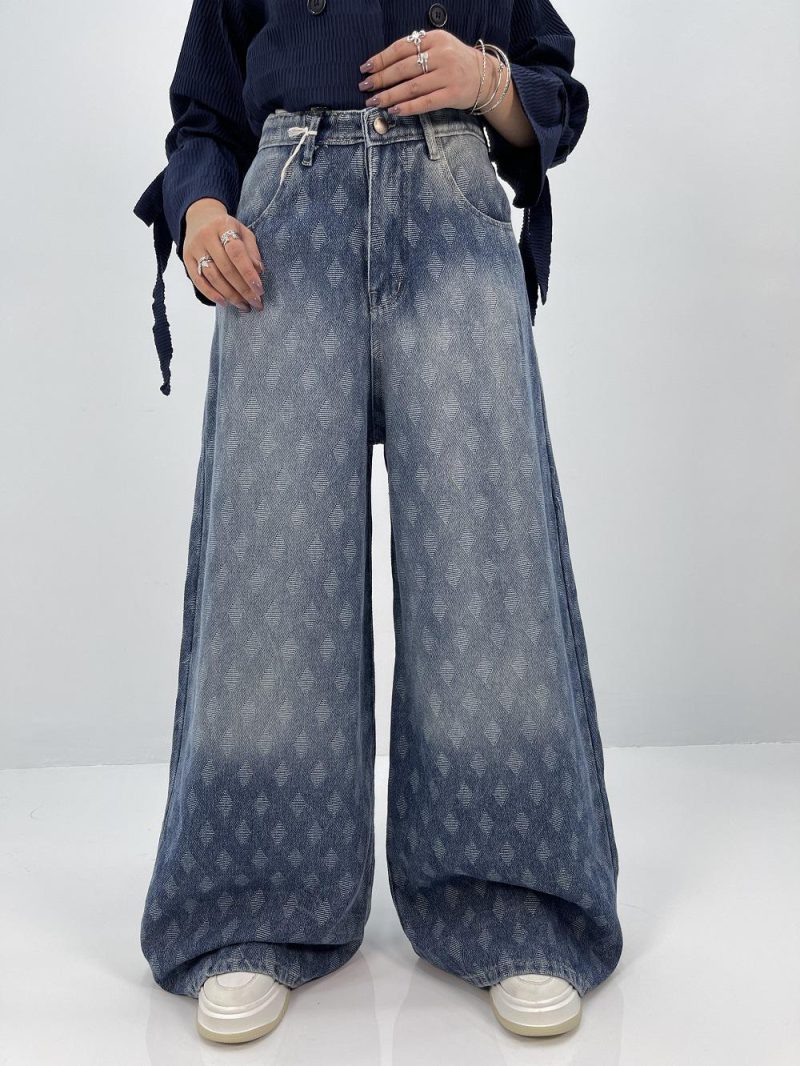 شلوار جین زنانه سوپر بگ طرحدار
