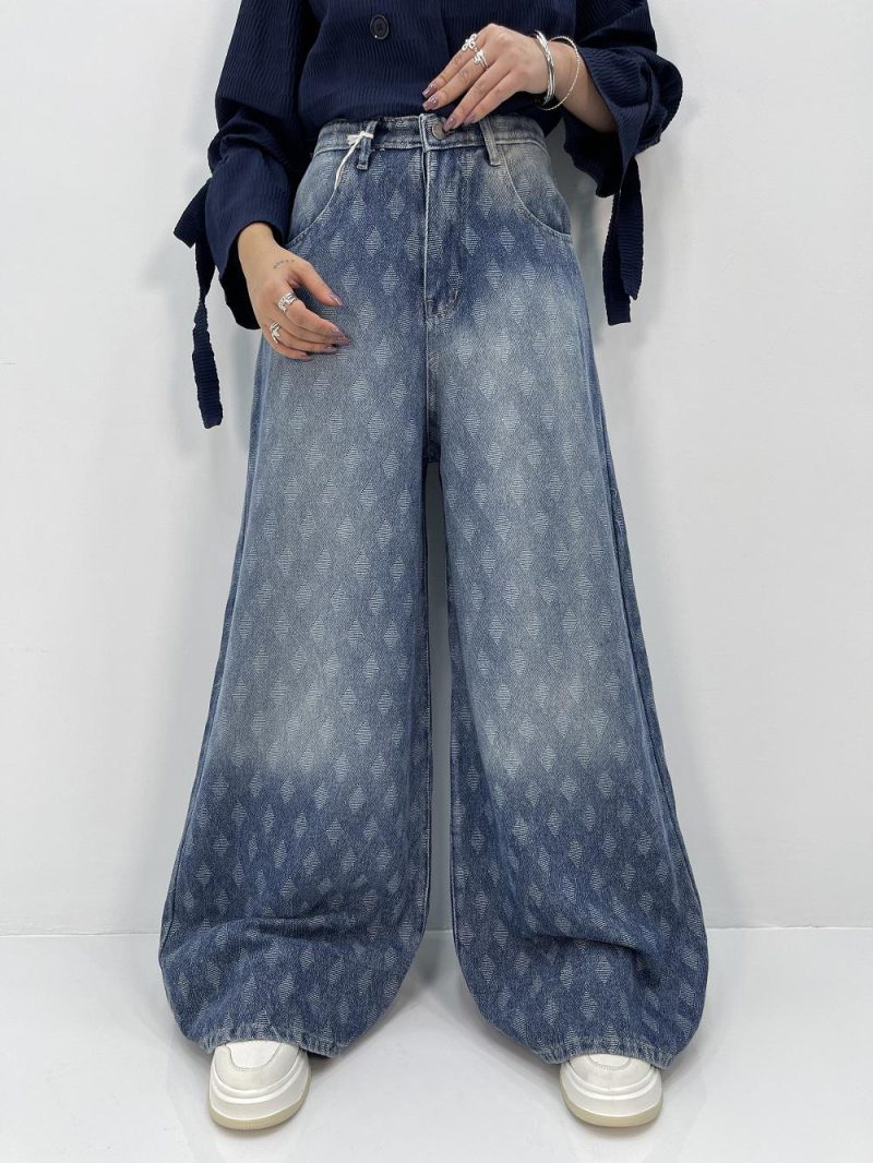 شلوار جین زنانه سوپر بگ طرحدار