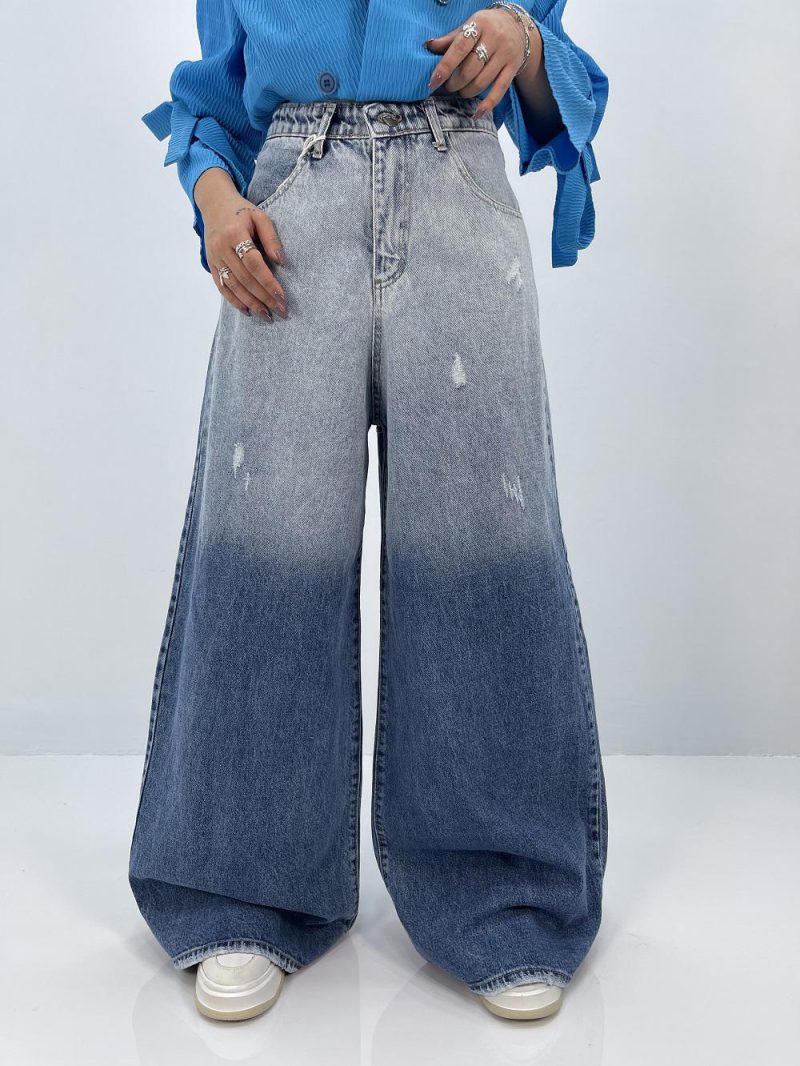 شلوار جین زنانه سوپر بگ سنگشور آبی