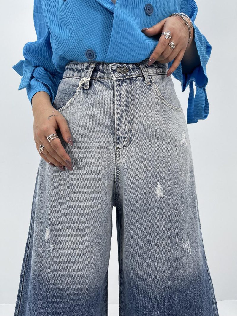 شلوار جین زنانه سوپر بگ سنگشور آبی