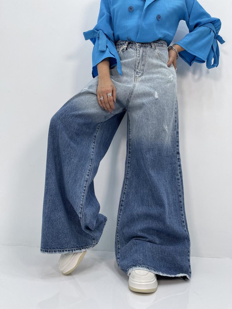 شلوار جین زنانه سوپر بگ سنگشور آبی