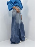 شلوار جین زنانه سوپر بگ سنگشور آبی