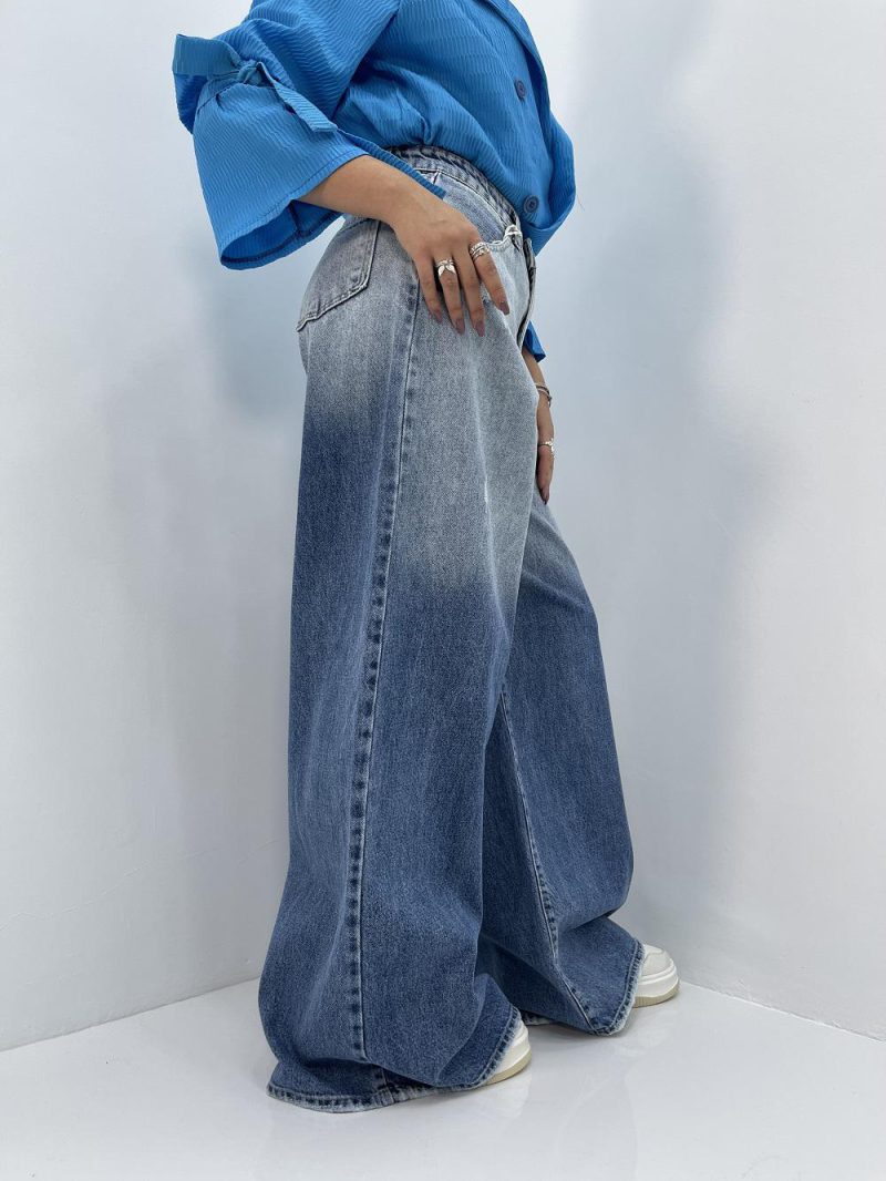 شلوار جین زنانه سوپر بگ سنگشور آبی