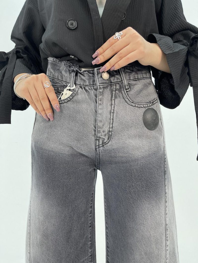 شلوار جین زنانه شافل زغالی