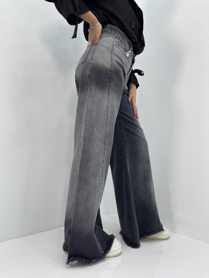 شلوار جین زنانه شافل زغالی