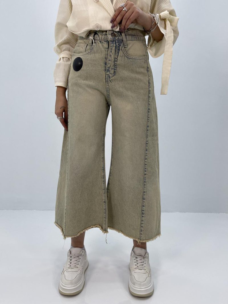 شلوار جین زنانه شافل مر ریش دمپا ریش