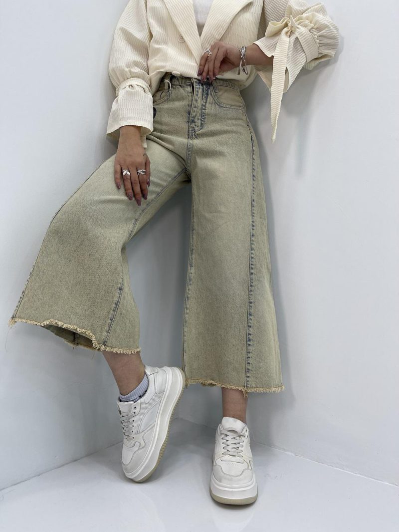 شلوار جین زنانه شافل مر ریش دمپا ریش