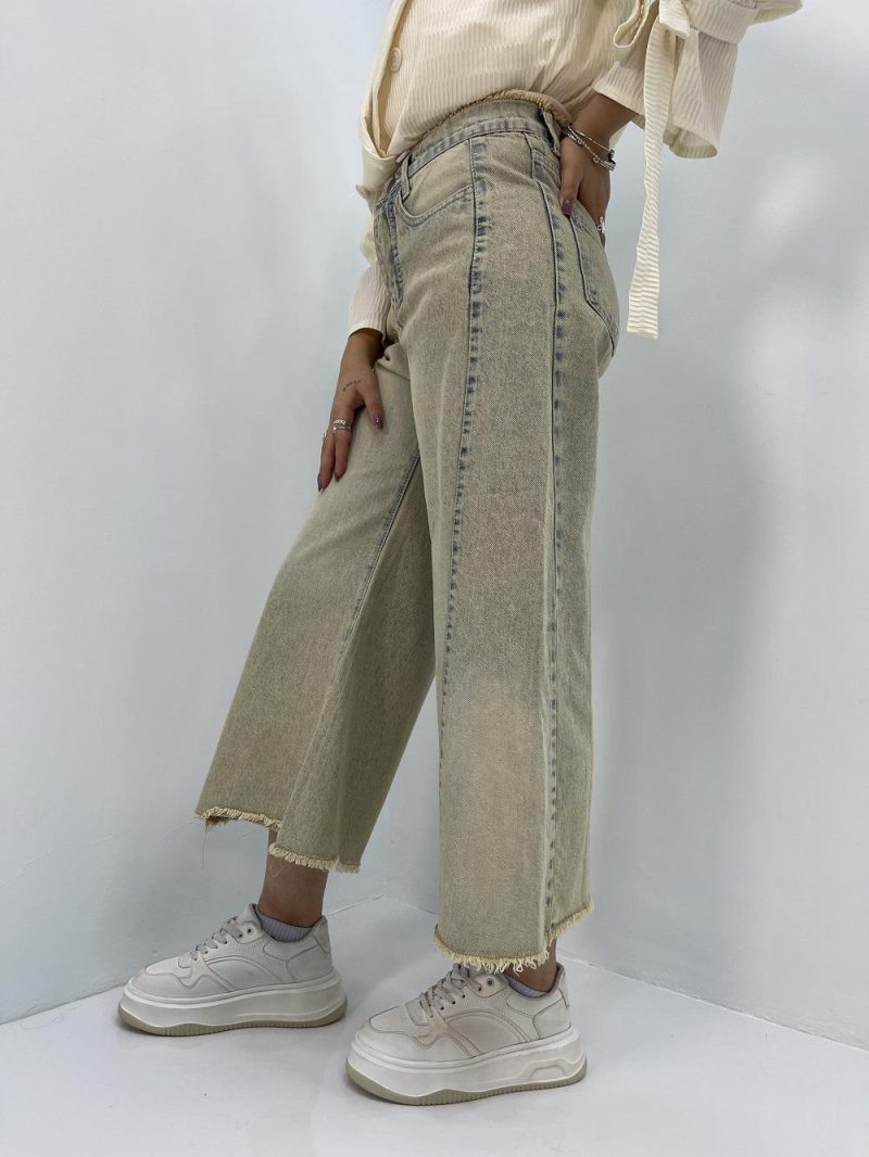 شلوار جین زنانه شافل مر ریش دمپا ریش