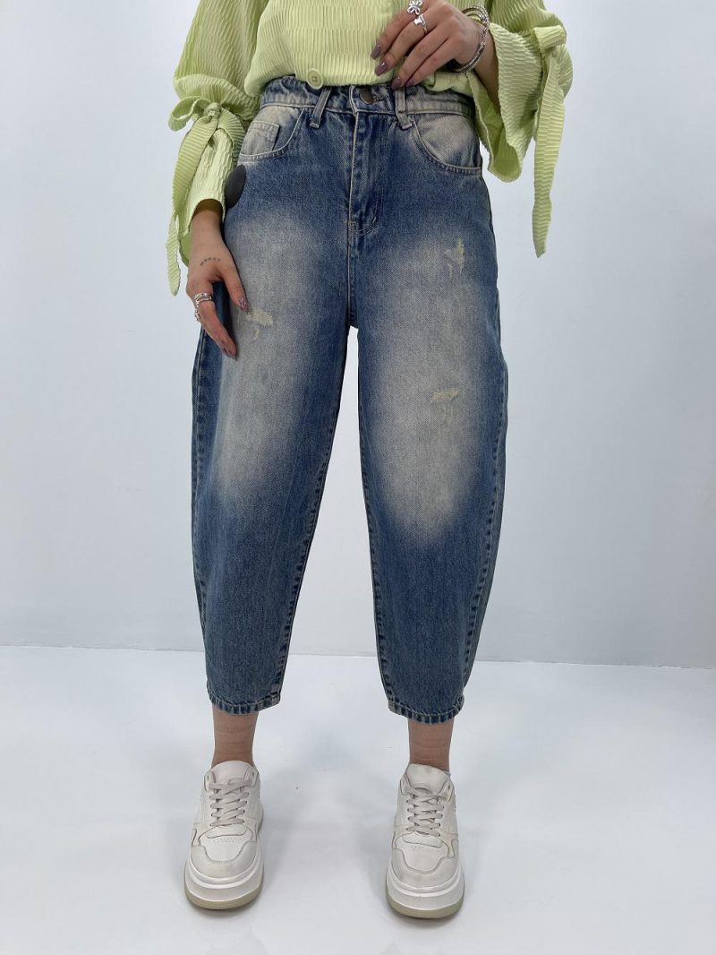 شلوار جین زنانه مام بالونی آبی