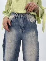 شلوار جین زنانه مام بالونی آبی